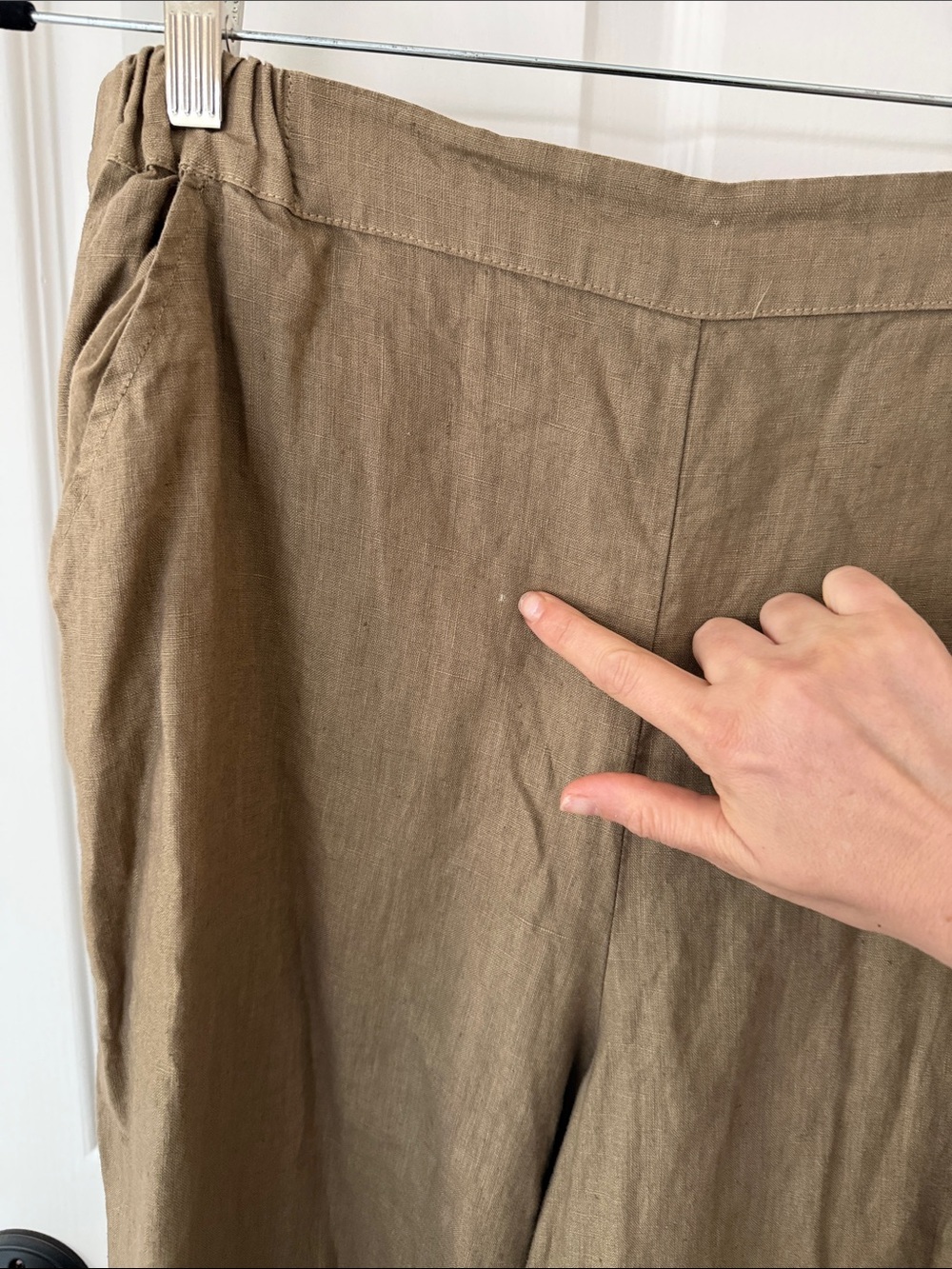 CP Shades The Wendy 100% Linen Wide Leg Palazzo Pants tan beige $238 large - Picture 5 of 6